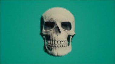 Cadılar bayramı için uygun soyut bir arkaplan üzerinde kafataslarının bir animasyonu oluşturuldu