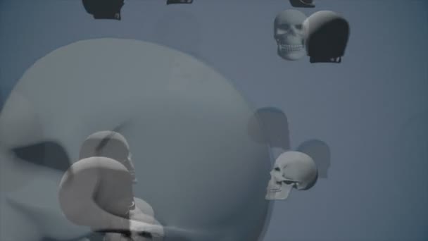 颅骨动画一种计算机在抽象背景上为颅骨制作的动画 适用于介于两者之间 — 图库视频影像