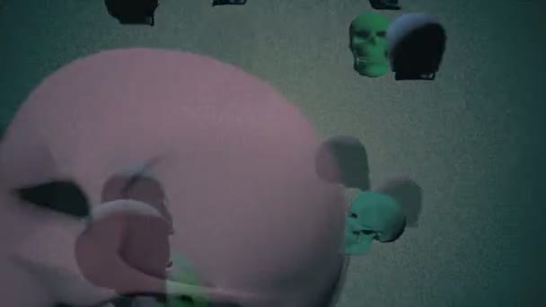 ハロウィーンに適した抽象的な背景に頭蓋骨のコンピュータ生成アニメーション — ストック動画