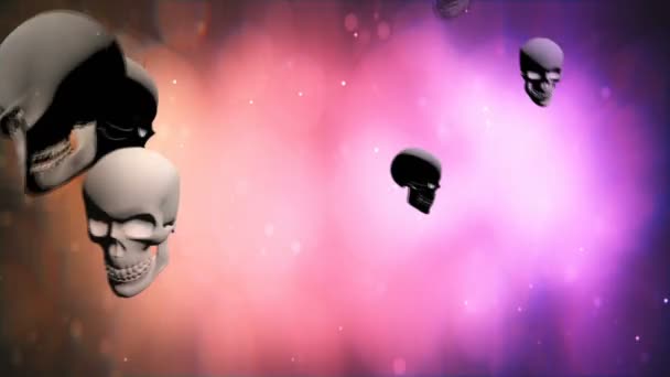 Eine Computergenerierte Animation Von Totenköpfen Auf Abstraktem Hintergrund Passend Halloween — Stockvideo