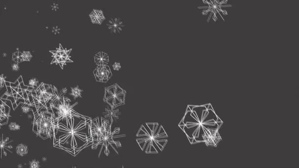 Datorgenererad Animation Styliserade Snöflingor Som Flyter Nedåt — Stockvideo