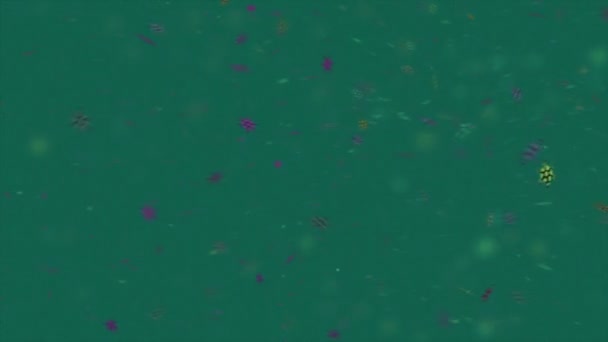 Animation par ordinateur de flocons de neige stylisés flottant vers le bas 