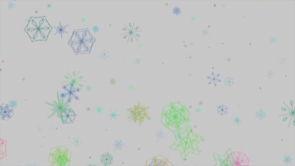 Datorgenererad Animation Styliserade Snöflingor Som Flyter Nedåt — Stockvideo