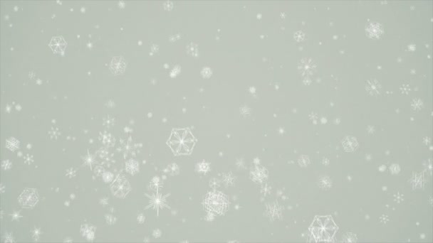 电脑生成的风格化雪花向下飘扬的动画 — 图库视频影像