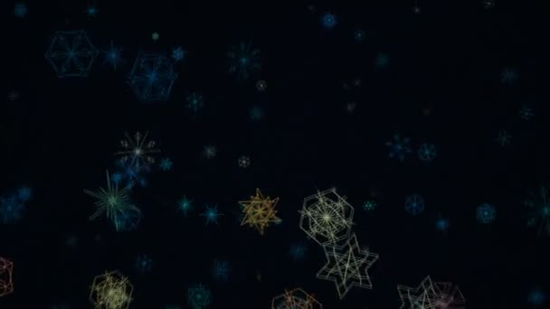 Computer Generated Animation Styilized Snowflakes Floating Downwards — Stock Video