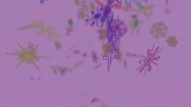 Biçimlendirilmiş kar tanelerinin aşağıya doğru yüzen bir bilgisayar animasyonu