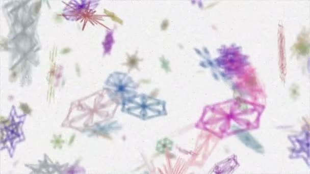 Компьютерная Анимация Стилизованных Снежинок Плывущих Вниз — стоковое видео