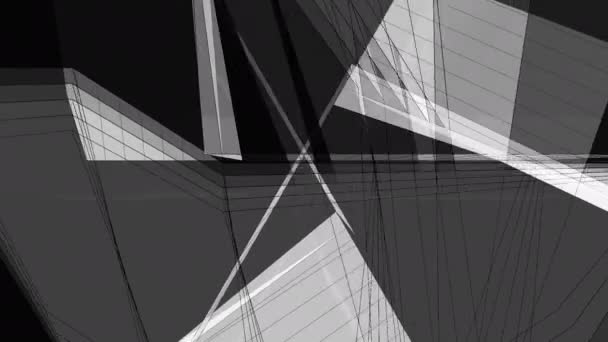 Computer Generated Animation Geometric Triangular Shapes Lines Flowing Tunnel Movement — ストック動画