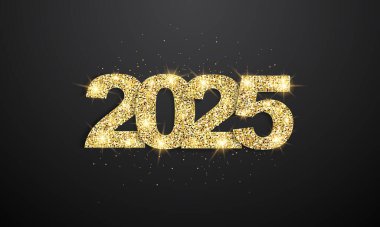 2025 Mutlu Yıllar Geçmiş Tasarımı. Tebrik kartı, Banner, Poster. Vektör İllüstrasyonu.