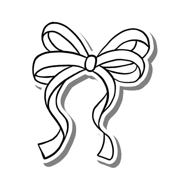 Beyaz siluet ve gri gölge üzerine ince kurdele taslağı. Dekorasyon, renk ve herhangi bir tasarım için vektör illüstrasyon çizgi film biçimi.