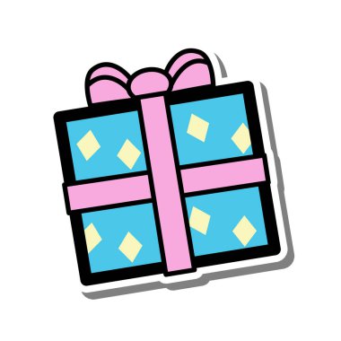 Güzel bir Noel hediyesi, beyaz siluette ikon emoji unsuru. Logo, kart ve herhangi bir tasarım için dekorasyon. Tatil hakkında vektör illüstrasyonu.