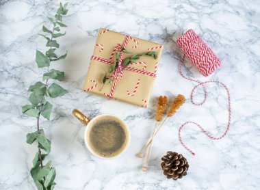 Noel hediyesi dekorasyon doğal dekor yeni yıl partisi konsepti Vintage kahve sıcak içecek kutuları 