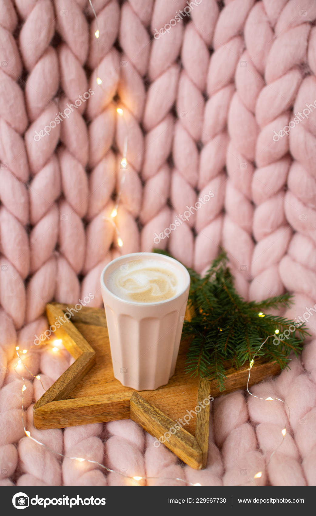 Pink Pastel Merino Woolen Giant Blanket Gingerbread Deer Cup