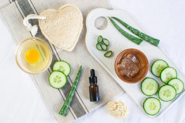 Ingredientes Naturais Máscara Corpo Caseiro Creme Scrub Com Aloe Vera — Fotografia de Stock