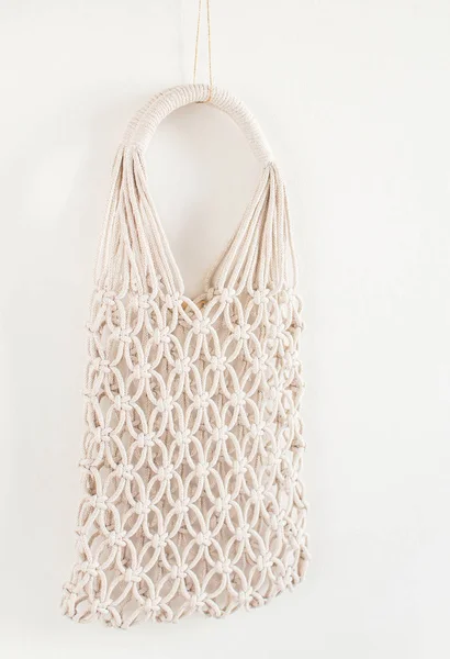 Bolsas Compras Hechas Mano Macramé Eco Amistoso Bordado Concepto Verano —  Fotos de Stock