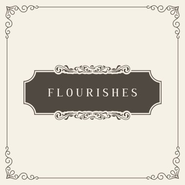 Kraliyet Logo tasarım şablonu vektör dekorasyon, kaligrafi zarif süsleme Çerçeve çizgileri gelişir. Lüks için iyi