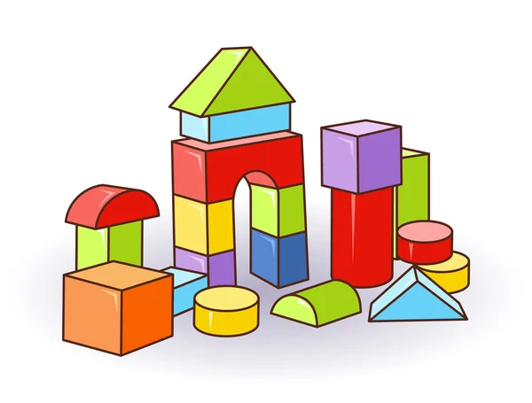 Babys lettre cubes jouets. Cubes de couleur en bois ou en plastique. Vecteur. Château — Image vectorielle
