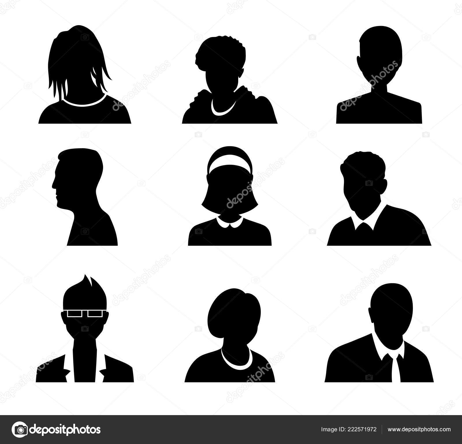 Set Of Avatar Or User Icons. Vector Illustration. Silhouette Of