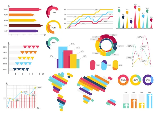 Conjunto de elementos de infografía. Bares informativos, gráficos . — Archivo Imágenes Vectoriales