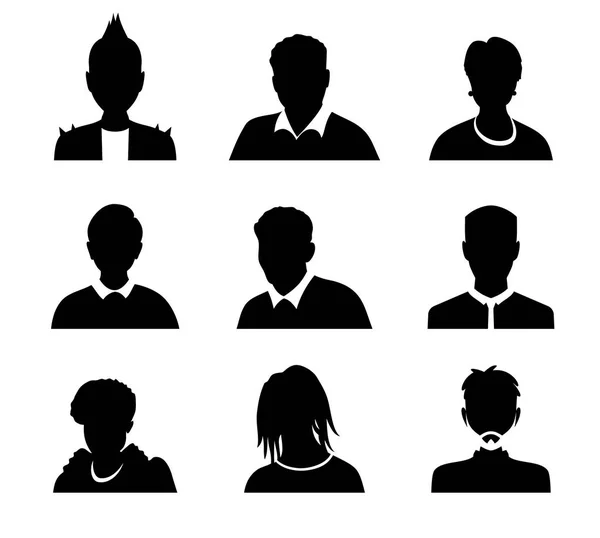 Set vector mannen en vrouwen met zakelijke avatar profielafbeelding. Avatars silhouet — Stockvector