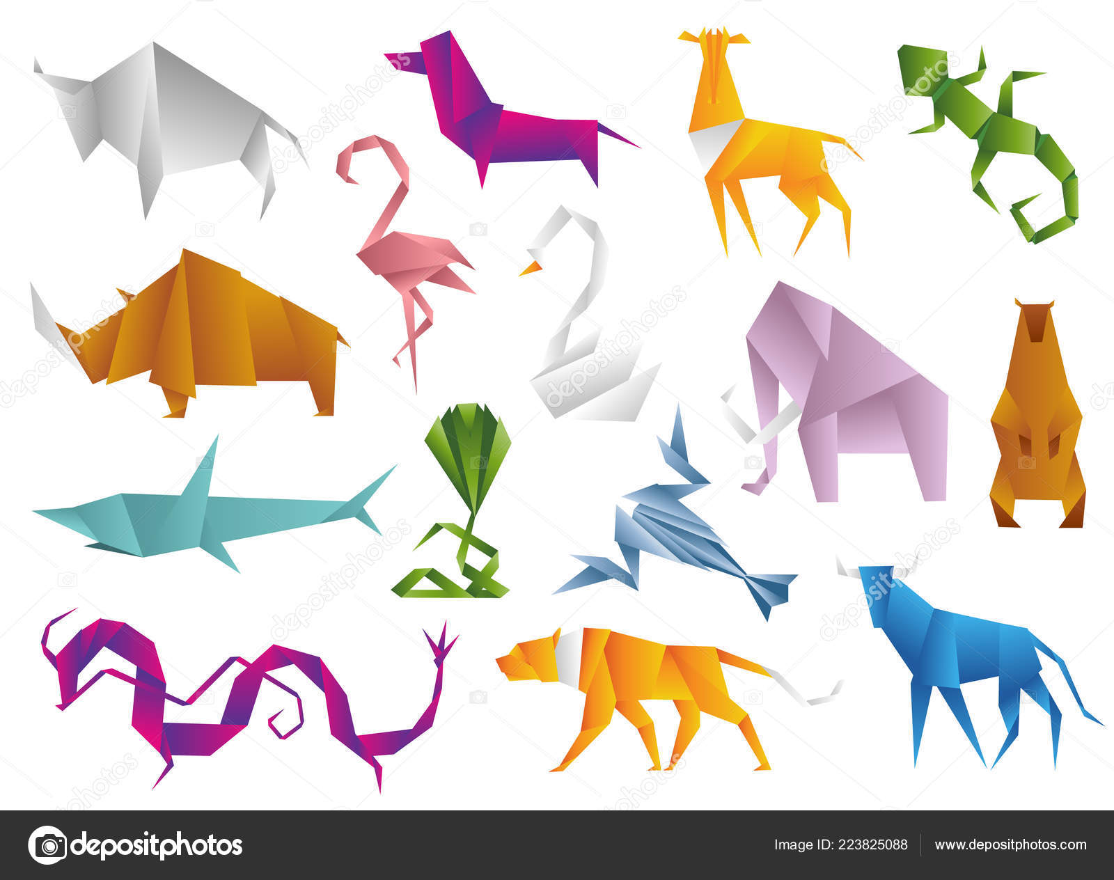 Animals Origami Set Japanese Folded Modern Wildlife Hobby Symbol Creative Stock Vector Image by © #223825088 Animals Origami Set Japanese Folded Modern Wildlife Hobby Symbol Creative Stock Vector Image by © #223825088