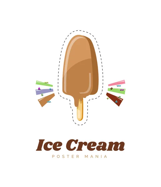 Мороженое в ярком мультипликационном стиле. Вектор льда в красивых цветах изолирован на белом фоне. — стоковый вектор