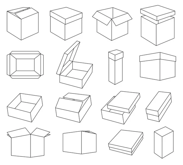 为您的设计提供简单的框和板条箱相关的矢量图标 着色等距盒 — 图库矢量图片