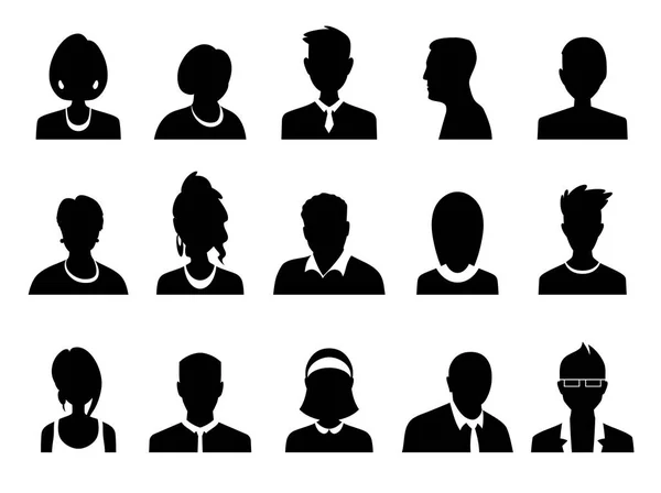 Vektör erkekler ve kadınlar iş avatar profil resmi ile kümesi. Avatarlar siluet — Stok Vektör