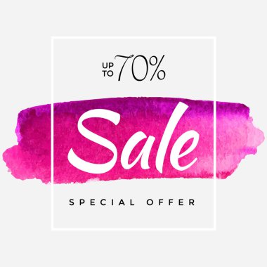 Sulu Boya Özel Fırsat, Super satışı el ilanı, afiş, Poster, kitapçık, kadar 70 Off kaydetme, vektör çizim soyut boya darbe ile