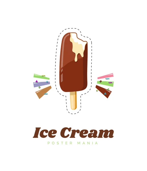 Παγωτό σε έντονο καρτούν στυλ. Icecream διάνυσμα σε ωραία χρώματα που απομονώνονται σε λευκό φόντο. — Διανυσματικό Αρχείο