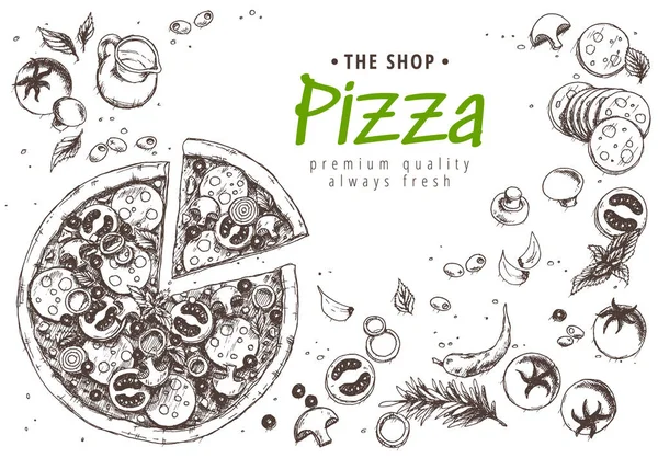 Premium Vector  Pizza with slice cut out vector doodle outline