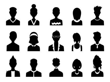 Vektör erkekler ve kadınlar iş avatar profil resmi ile kümesi. Avatarlar siluet.