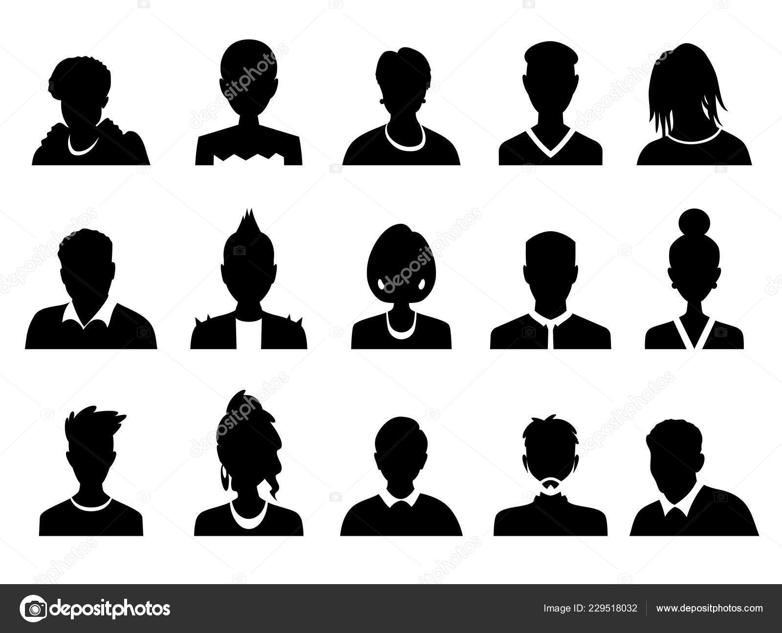 Avatar man person face icon vector illustration head character. Cartoon  human portrait profile avatar user man isolated white. Adult silhouette  human face clipart icon character. Headshot element, Stock vector