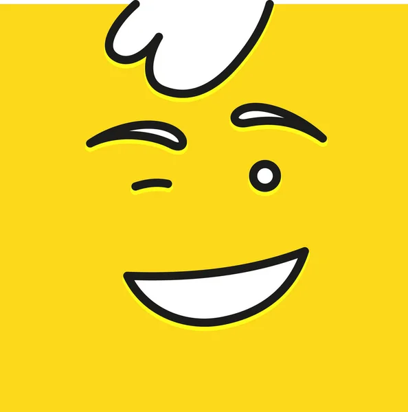 Diseño de plantilla de icono de sonrisa. Sonrisa emoticono vector logo sobre fondo amarillo. Estilo de arte de línea facial . — Archivo Imágenes Vectoriales