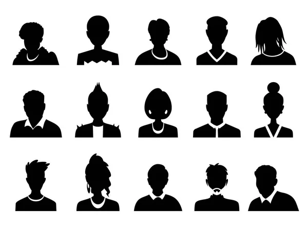 Set Vector Mannen Vrouwen Met Zakelijke Avatar Profielafbeelding Avatars Silhouet — Stockvector