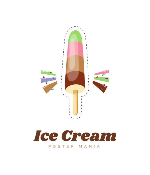 Helado, ilustración vectorial. Cartel a color. Menú ilustración . — Archivo Imágenes Vectoriales