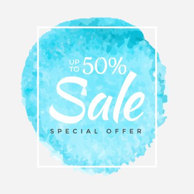 Sulu boya özel fırsat, Super satışı el ilanı, afiş, Poster, kitapçık, tasarruf 50 kapalı, soyut boya darbe ile vektör çizim için