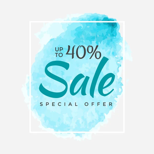 Watercolor Special Offer, Super Sale Flyer, Banner, Poster, Pamphlet, Saving Up to 40 Off, Vector illustration with abstract paint stroke — Stock Vector