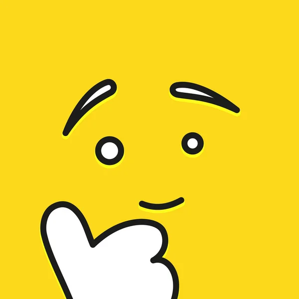 Diseño de plantilla de icono de sonrisa. Mostrar como logotipo de vector de emoción en el fondo amarillo. Estilo de arte de línea facial . — Archivo Imágenes Vectoriales