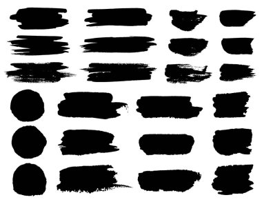  siyah boya fırça noktalar, fosforlu kalem çizgileri veya keçeli kalem marker yatay blob'ları. Pen marker veya darbeleri ve tire. Leke soyut şekil leke mürekkep ve küme doku ile smear