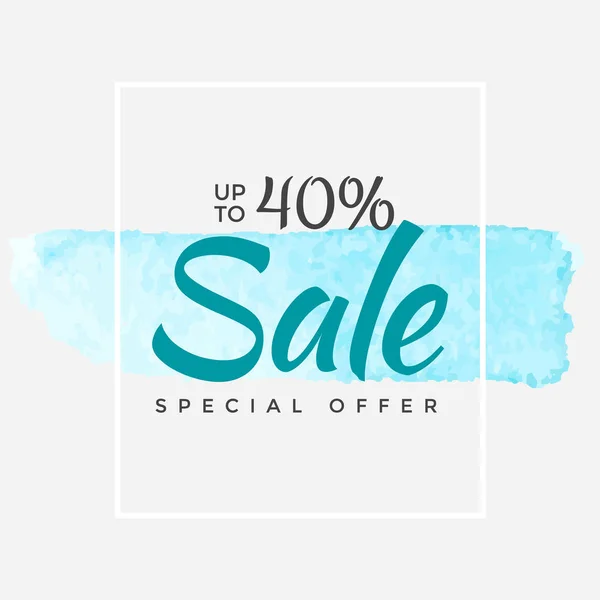 Oferta especial aquarela, Super Sale Flyer, Banner, Cartaz, Panfleto, Salvando até 40 Fora, Ilustração vetorial com curso de pintura abstrato — Vetor de Stock