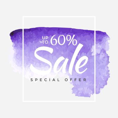 Sulu boya özel fırsat, Super satışı el ilanı, afiş, Poster, kitapçık, tasarruf 60 kapalı, soyut boya darbe ile vektör çizim