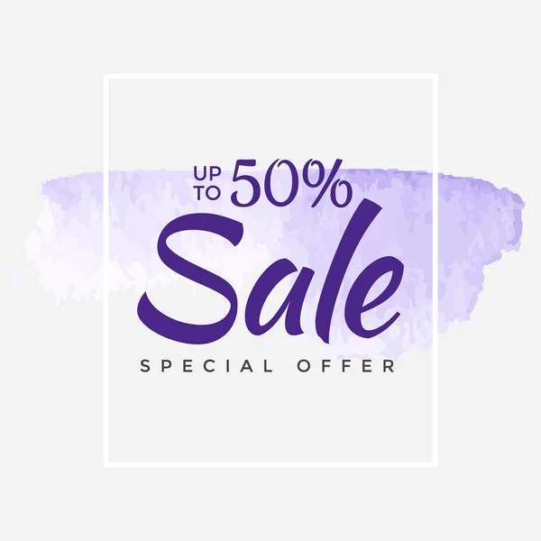 Venta final hasta 50 off signo sobre arte pincel acrílico trazo pintura abstracta textura fondo cartel vector ilustración. Diseño de acuarela perfecto para una tienda y venta de banners . — Vector de stock