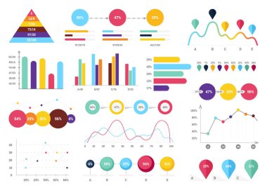 Öğeleri infographics ayarlayın. Bilgi: barlar, graphycs.