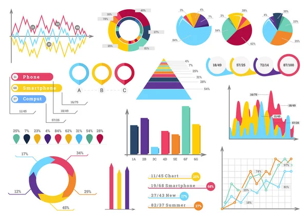 Definir elementos de infográficos. Bares de informação, gráficos . — Vetor de Stock