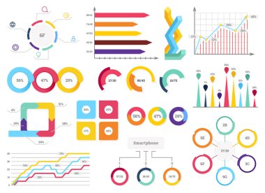 Öğeleri infographics ayarlayın. Bilgi: barlar, graphycs