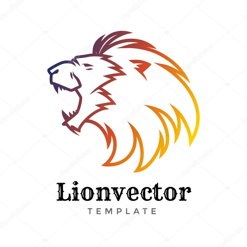 Lion shield logo design template. Lion head logo. Element for the brand identity, vector illustration