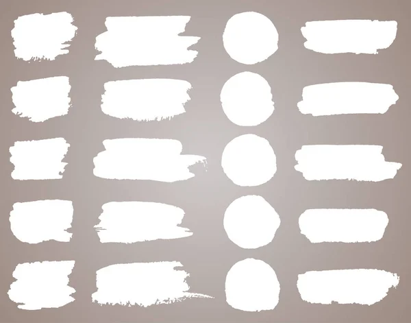 stock vector Set of white ink vector stains. Vector black paint, ink brush stroke, brush, line or round texture. Dirty artistic design element, box, frame or background for text.