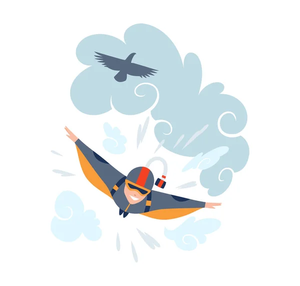 Parachutespringen vectorillustratie sport. Extreme sport achtergrond. Parachutespringen vleugel pak. — Stockvector