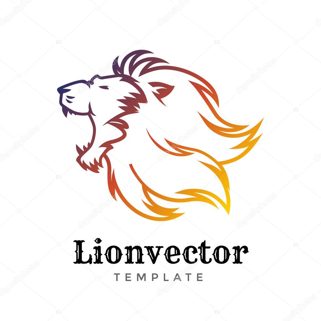 Lion shield logo design template. Lion head logo. Element for the brand identity, vector illustration